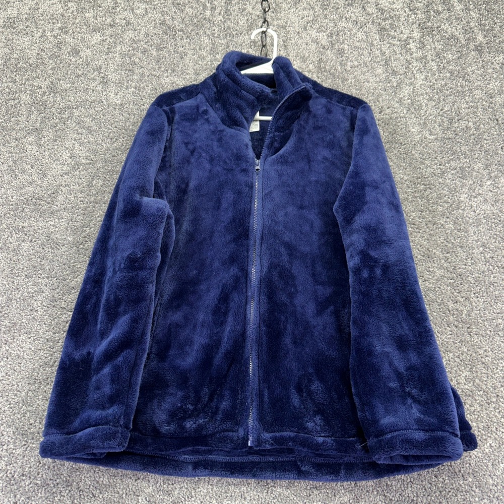 Serra Fleece Jacket Womens Large Navy Blue Full Zip Mock Neck Soft Fuzzy
